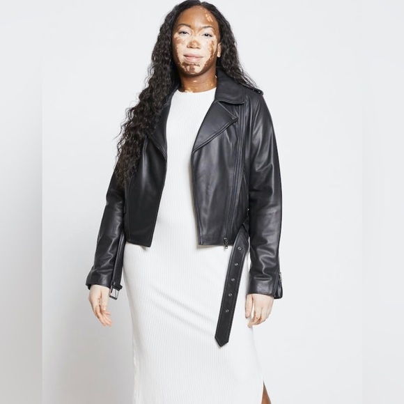 Universal Standard Leeron Leather Moto Jacket xs 10-12 - Picture 4 of 10